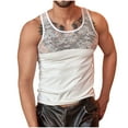 thumbnail image 1 of Donemore Men's Mesh Breathable Sleeveless Round Neck Shirt Fashion Sexy Trendy Design Lightweight Casual Tank Top, 1 of 4