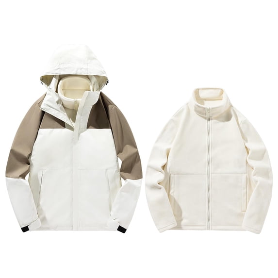 Donemore Men's Outdoor Long Sleeve Windbreaker Jacket Coat with Detachable Thermal Lining 3-in-1 Design Multi-functional Windproof Waterproof Hiking Climbing Outdoor Wear