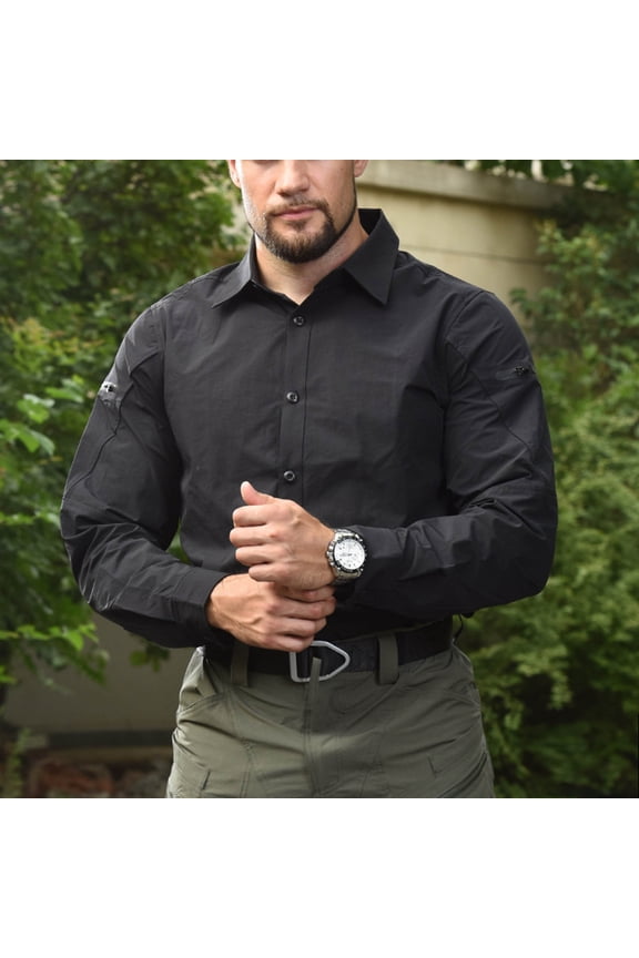 Men's Outdoor Mountain Climbing Tactical Button-Down Collar Long Sleeve Shirt / Quick-Dry Breathable Comfortable Men's Wear Multi-Functional Trendy Design