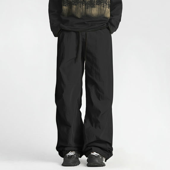 Donemore Men's Outdoor Sun Protection Water-Resistant Solid Color Elastic Waist Drawstring Pants, Breathable Quick-Dry Design, Multi-Scenario Versatile Outdoor Sports Casual Style