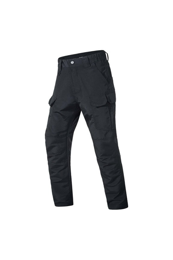 Men's Outdoor Tactical Cargo Pants,Water-Resistant Multi-Pocket Elastic Waist with Button & Zipper Closure,Durable Casual Utility Work Pants for Training
