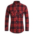 thumbnail image 1 of Donemore Men's Plaid Shirt Button Down Collar Two Pockets Casual Long Sleeve Top Comfortable Breathable Fit, 1 of 6