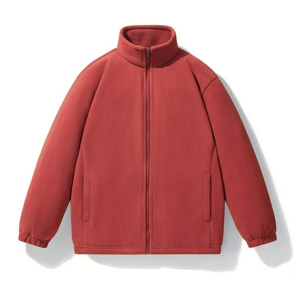 Donemore Men's Polar Fleece Stand Collar Long Sleeve Fleece Jacket - Solid Color Outdoor Casual Thermal Comfort Versatile Men's Clothing