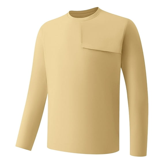 Donemore Men's Quick-Dry Long Sleeve Shirt Moisture-Wicking Solid Color Casual Activewear Lightweight Polyester Top