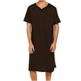 thumbnail image 1 of Donemore Men's Short Sleeve V-Neck Nightshirt Robe with Pockets Long Length Loose Fit Home Wear, 1 of 5