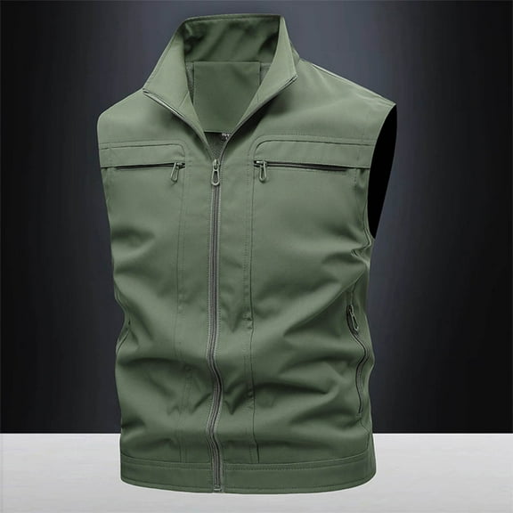 Donemore Men's Sleeveless Work Jacket Outdoor Fishing Photography Utility Plain Color Collared No-Hood Casual Business Multi-Purpose Attire