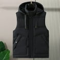 thumbnail image 1 of Donemore Men's Sleeveless Zippered Cardigan Vest Padded Coat, Heavyweight Solid Color Detachable Hood Warm Design, Minimalist Practical Winter Men's Clothing, 1 of 9