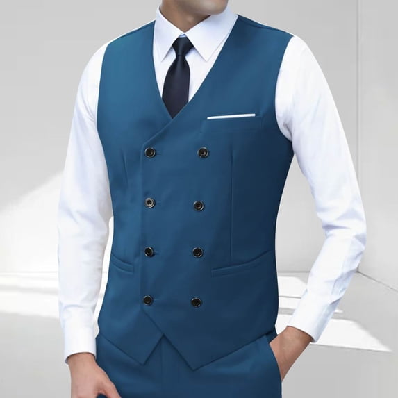 Donemore Men's Slim Fit Sleeveless Round Neck Pure Color Suit Vest Waistcoat - Business Casual Stylish Design, Breathable Comfortable Tailored Mens Outerwear
