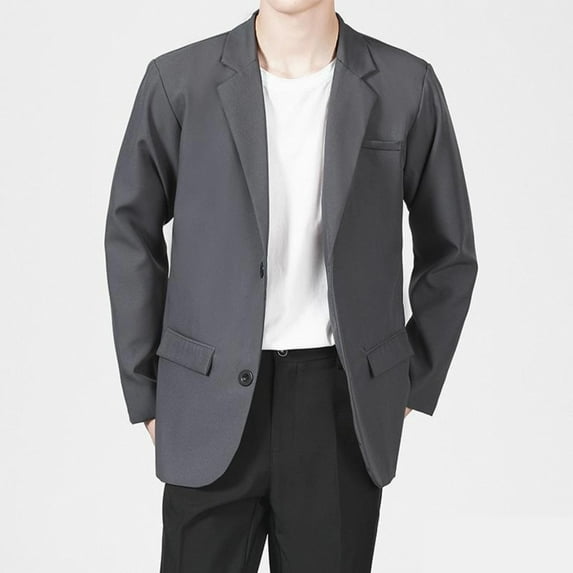 Donemore Men's Slim Fit Suit Blazer with Shoulder Pads & Stretch Fabric - Solid Color Notched Lapel Single Breasted Long Sleeve Back Vent Pockets