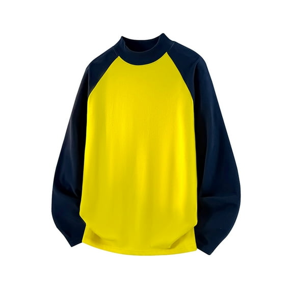 Donemore Men's Slim Fit Turtle Neck Fleece-Lined Thermal Long Sleeve Solid Two-Tone Sweatshirt Plus Size