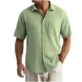thumbnail image 1 of Donemore Men's Solid Color Button-Up Short Sleeve Lapel Shirt with Multiple Pockets, Casual Business Stylish Top for Everyday Outfit, 1 of 5