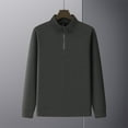 thumbnail image 1 of Donemore Men's Solid Color Casual Long Sleeve Stand Collar Zipper Thermal Polyester Top, 1 of 5