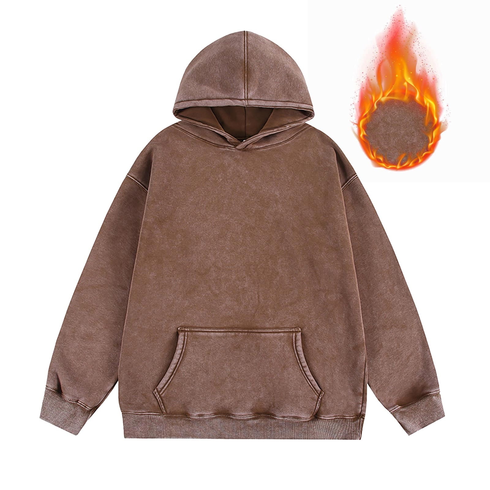 Donemore Men's Solid Color Distressed Retro FleeceLined Hooded — free download