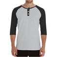 thumbnail image 1 of Donemore Men's Solid Color Henley Collar Raglan Short-Sleeve Shirt, Seven-Sleeve Crew Neck with Minimalist Design, Versatile Top for Office & Casual Occasions, 1 of 7