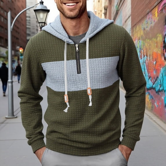 Donemore Men's Solid Color Hooded Sweatshirt Long Sleeve Pullover Casual Streetwear