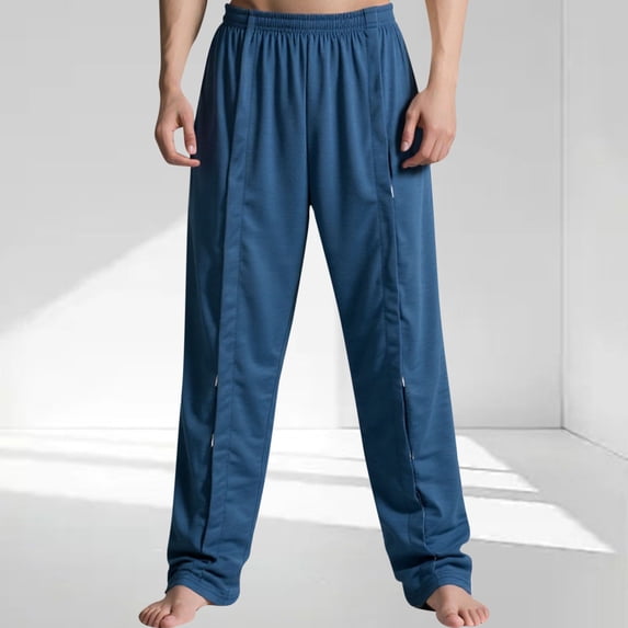 Donemore Men's Solid Color Hook-and-Loop Easy Wear Supportive Bed Care Summer Breathable Long Pants,Comfortable Medical Recovery Pants,Convenient Nursing Trousers Design