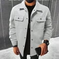 thumbnail image 1 of Donemore Men's Solid Color Lapel Button-Up Double Pocket Shirt Long Sleeve Work Jacket Casual Commute Stylish Versatile Men's Wear, 1 of 7