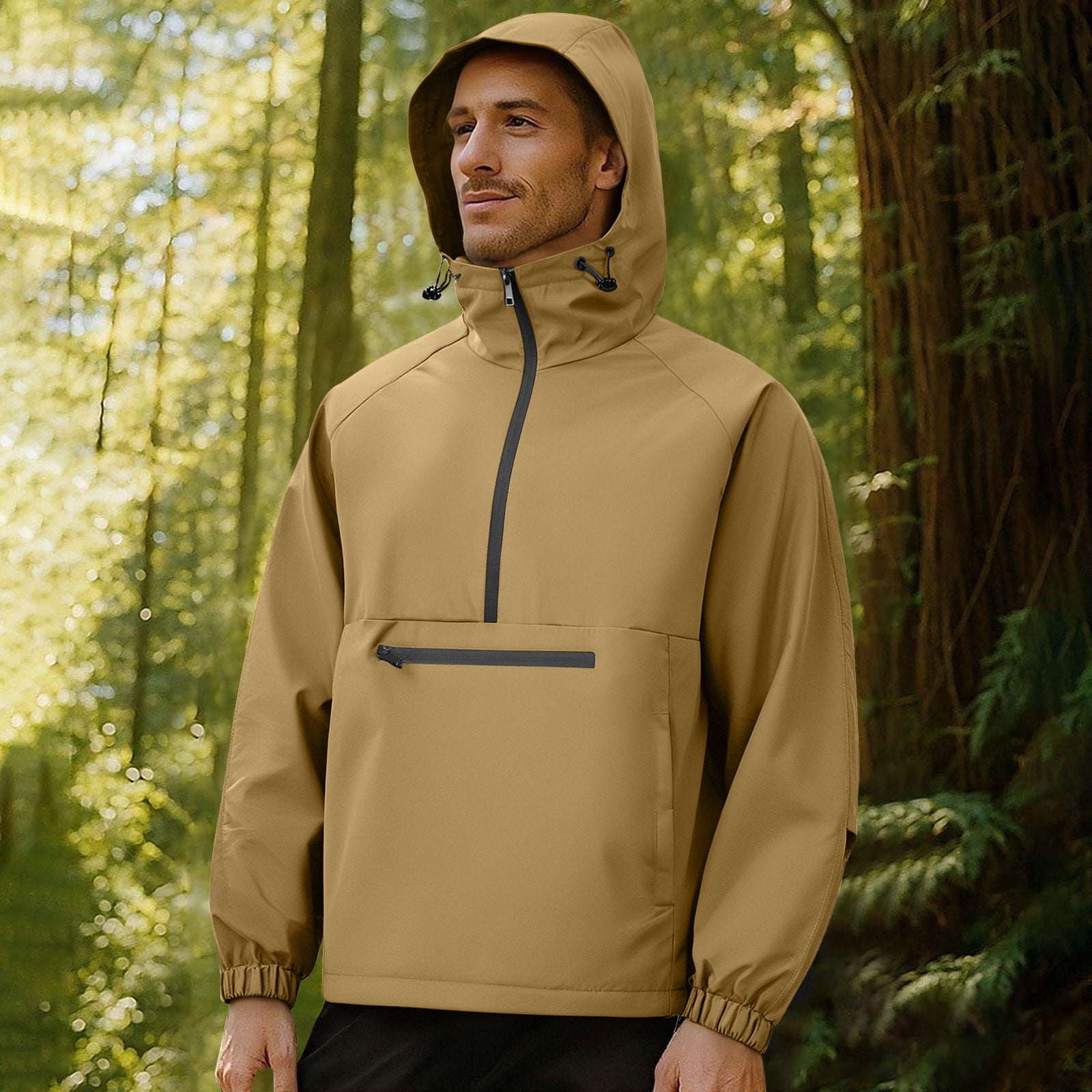 Donemore Men's Solid Color Long Sleeve Half-Zip Water-Resistant ...