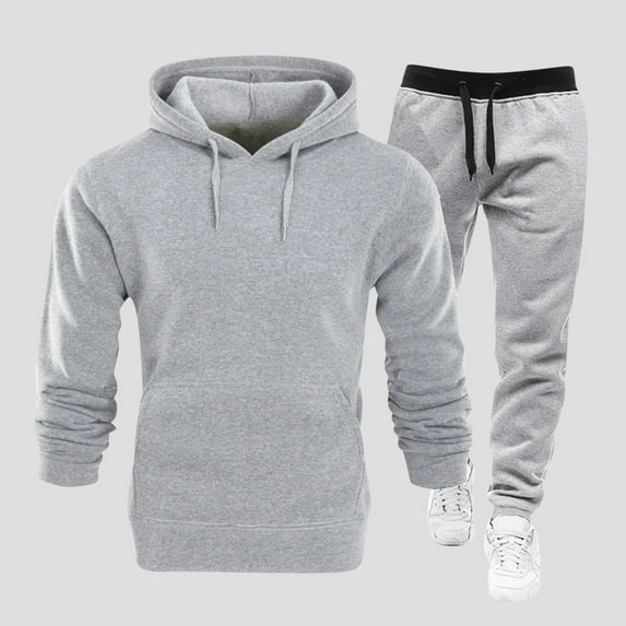 Donemore Men's Solid Color Long Sleeve Hooded Casual Suit Set Turn-down Collar Shirt Convertible Design Fashion Business Leisure Style
