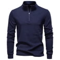 thumbnail image 1 of Donemore Men's Solid Color Long Sleeve Stand Collar Half-Zip Base Shirt, Thermal Fleece Warm Business Casual Style, Streamlined Comfort Versatile Men's Wear, 1 of 3