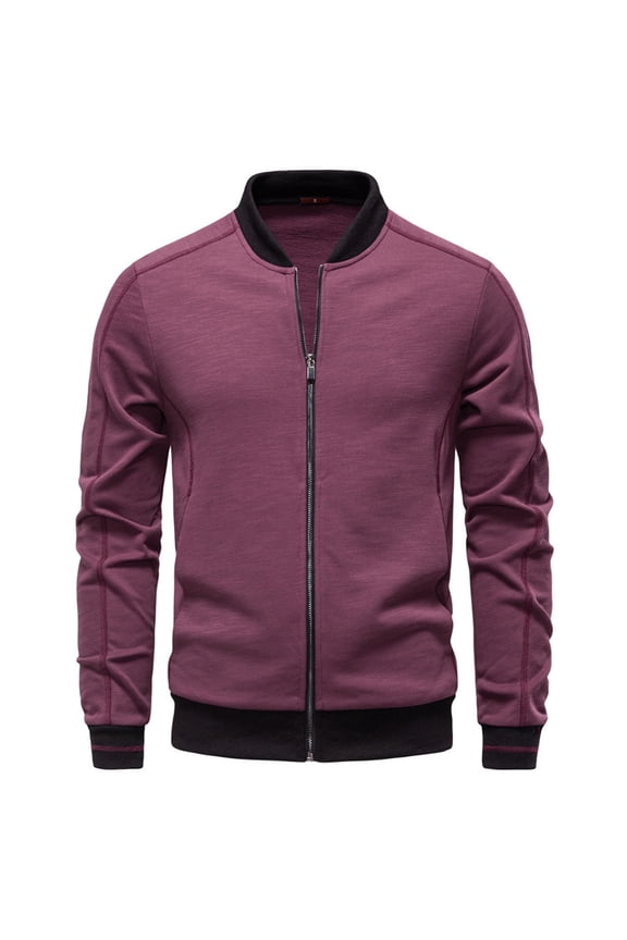 Men's Solid Color Long Sleeve Stand Collar Zipper Pocket Jacket Casual Minimalist Multi-Pocket Design Daily Commute Versatile Outerwear