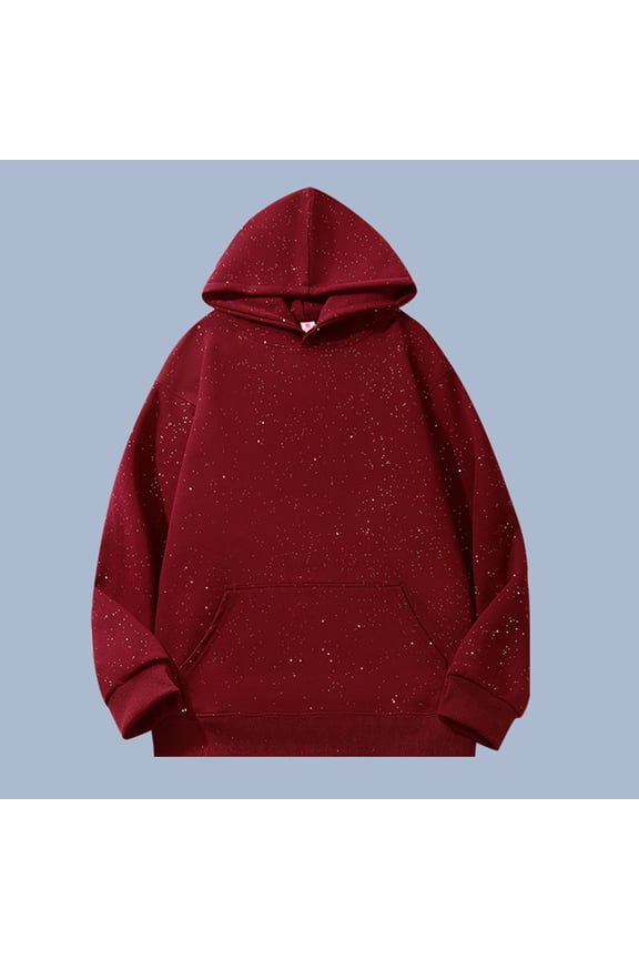 Men's Solid Color Long Sleeved Hooded Sequin Pullover Hoodie Hoodie