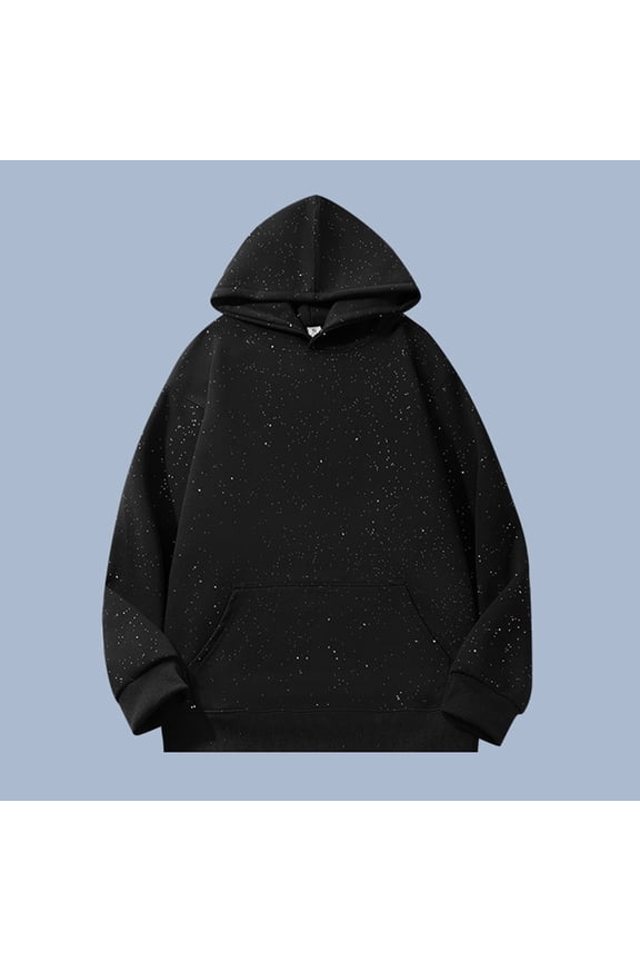 Men's Solid Color Long Sleeved Hooded Sequin Pullover Hoodie Hoodie