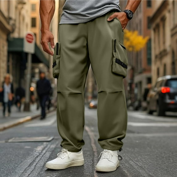 Donemore Men's Solid Color Outdoor Quick-Dry Multiple Pocket Cargo Straight-Leg Pants Durable Breathable Casual Outdoor Trousers Functional Utility Style Men's Apparel Design