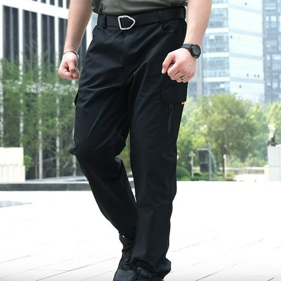 Donemore Men's Solid Color Outdoor Tactical Cargo Pants with Zip-Fly & Button Closure Multiple Pockets Quick-Dry Design Durable Breathable All-Weather Hiking Utility Tactical Pants