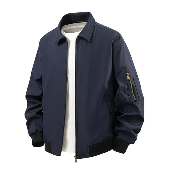 Donemore Men's Solid Color Outdoor Zippered Long Sleeve Sport Jacket with Multi-Functional Pockets,Casual Athletic Wear for Fitness and Running,Trendy Practical Design