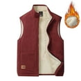 thumbnail image 1 of Donemore Men's Solid Color Polar Fleece Stand Collar Zipper Pocket Vest - Winter Thickened Plush Lining, Casual Comfortable Menswear, 1 of 3