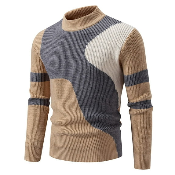 Donemore Men's Solid Color Round Neck Sweater Pullover Knitted Sweater Men's Warm And Casual Long Sleeved Top