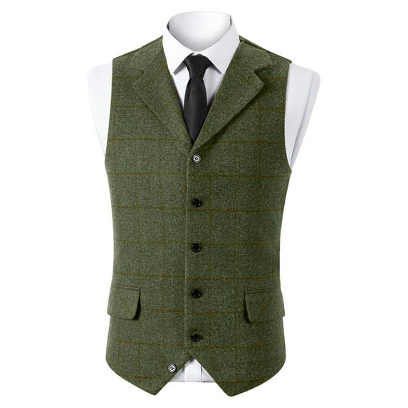 Donemore Men's Solid Color Sleeveless V-Neck Double Breasted Waistcoat Vest Slim Fit Casual Business Layering Styling Classic Versatile Wardrobe Essential