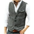 thumbnail image 1 of Donemore Men's Solid Color Sleeveless V-Neck Single-Breasted Multi-Pocket Vest Casual Daily Wear Practical Design Versatile Layering Piece, 1 of 7