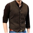 thumbnail image 1 of Donemore Men's Solid Color Sleeveless V-Neck Single-Breasted Multi-Pocket Vest Casual Daily Wear Practical Design Versatile Layering Piece, 1 of 4