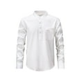 thumbnail image 1 of Donemore Men's Solid Color Stand Collar Long Sleeve Half Button Pocket Shirt, Casual Business Top Minimalist Versatile Men's Wear, 1 of 6