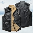 thumbnail image 1 of Donemore Men's Solid Color Zip-up Leather Vest Casual Jacket with Motorcycle Pocket Detailing, Thickened Warm Lining for Urban Biker Style, 1 of 8