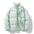 thumbnail image 1 of Donemore Men's Solid Color Zippered Stand Collar Long Sleeve Thermal Jacket with Windproof Cuffs, Thickened Lining for Outdoor Sports, Slim Fit Casual Multi-Purpose Coat, 1 of 3