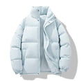thumbnail image 1 of Donemore Men's Solid Color Zippered Stand Collar Long Sleeve Thermal Jacket with Windproof Cuffs, Thickened Lining for Outdoor Sports, Slim Fit Casual Multi-Purpose Coat, 1 of 3