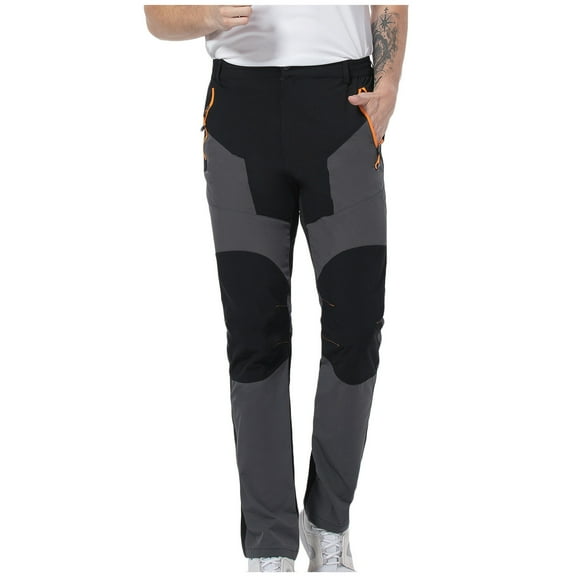 Donemore Men's Solid & Contrast Color Quick-Dry Hiking Pants with Sporty Tactical Pockets, Outdoor Casual Multi-Functional Durable Design for Mountain Climbing & Daily Wear