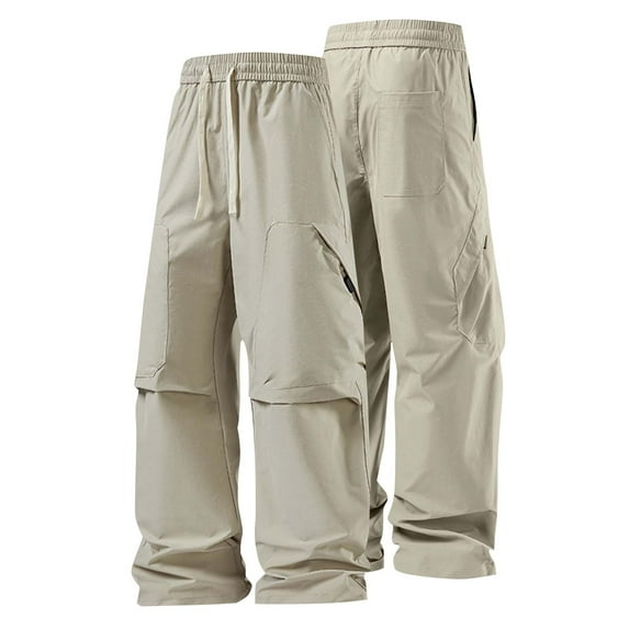 Donemore Men's Straight-Leg Cargo Outdoor Casual Pants,Multiple Pockets Solid Color Loose Comfortable Durable Breathable,Trendy Sporty Style