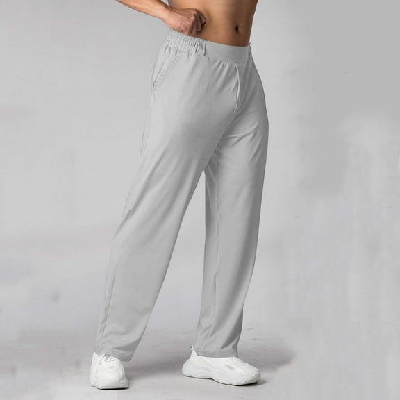Donemore Men's Straight-Leg Fitness Trousers with Elastic Waist & Quick-Dry Fabric - Loose-Fit Outdoor Sports Casual Style Breathable Durable Stretch Pants