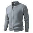 thumbnail image 1 of Donemore Men's Stretch Knit Zip Front Cardigan Solid Color Mock Neck Casual Sweater Autumn Winter Soft Polyester Lightweight Outerwear, 1 of 5
