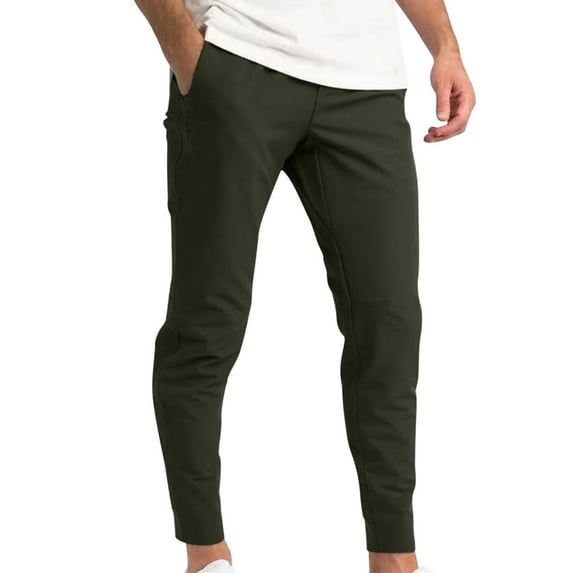 Donemore Men's Stretch Slim-Fit Tapered Pants Solid Color Casual Breathable Elastic Waist Comfortable Daily Wear Modern Style