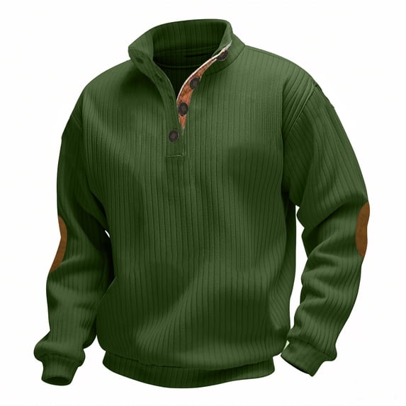 Donemore Men's Textured Stripe Long Sleeve Stand Collar Shirt with Breathable Fabric and Half-Button Design for Autumn,Winter Casual Business Stylish Top