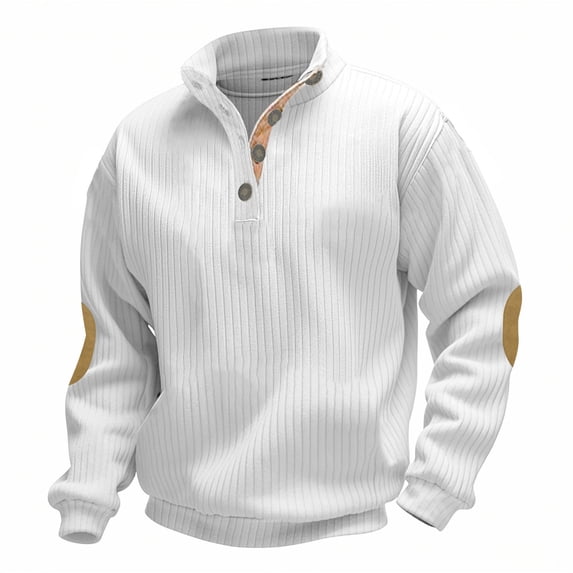 Donemore Men's Textured Stripe Long Sleeve Stand Collar Shirt with Breathable Fabric and Half-Button Design for Autumn,Winter Casual Business Stylish Top