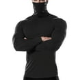 thumbnail image 1 of Donemore Men's Thermal High Elasticity Base Layer Long Sleeve Solid Color Face Mask Mock Neck Fitness Shirt, 1 of 4
