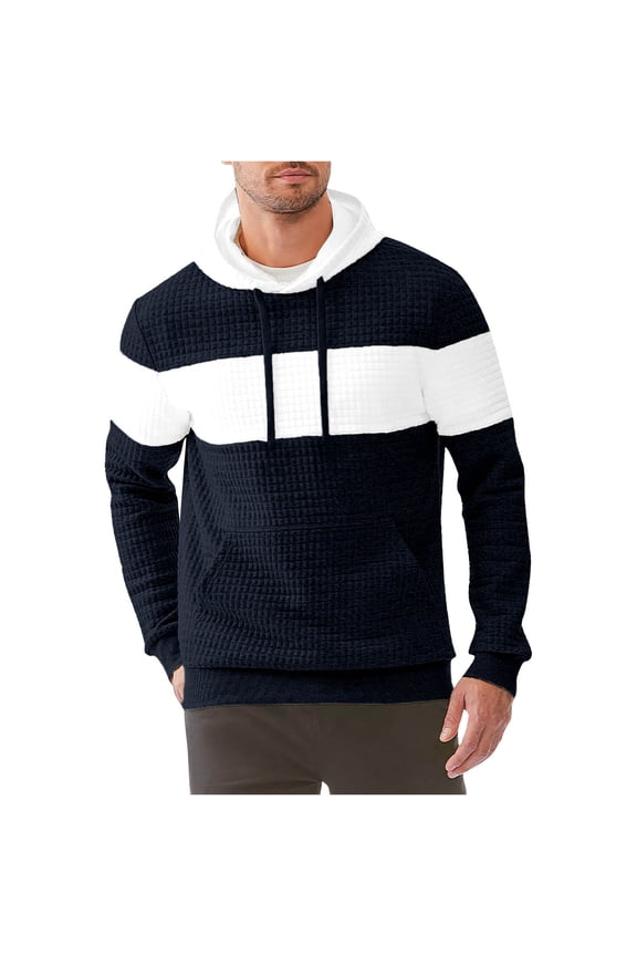 Men's Thermal Hoodie Waffle Knit Fleece Lined Comfort Fit Casual Athletic Pullover