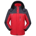 thumbnail image 1 of Donemore Men's Thermal Insulated Fleece-Lined Outdoor Hooded Windbreaker Jacket, Long Sleeve Color-Block Zippered Casual Hiking Coat, 1 of 4