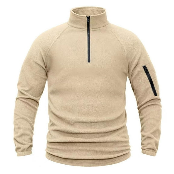 Donemore Men's Thermal Tactical Fleece Jacket Stand Collar Pullover Long Sleeve Shirt Cozy Outdoor Winter Wear